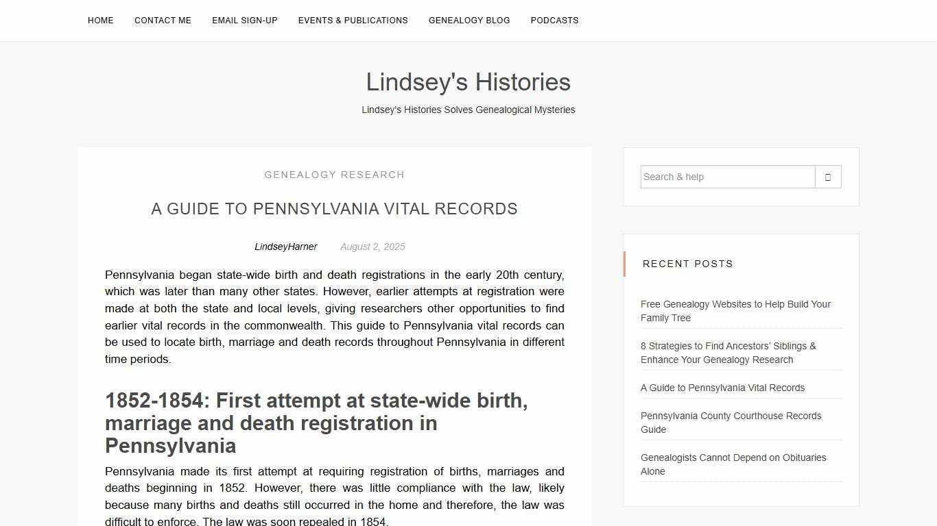 A Guide to Pennsylvania Vital Records - Lindsey's Histories
